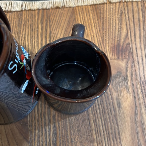 Vintage Redware 1950s pancake batter set with rooster design - Picture 8 of 9